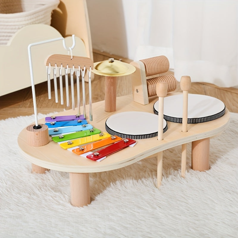 Wooden Montessori Music Table – All-in-One Musical Instrument Set for Children