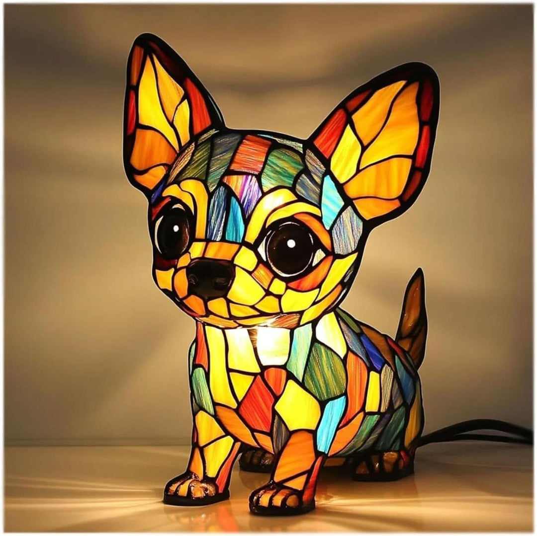 Warm-glow dog breed night light, 6 inch, USB-powered light with in-line switch