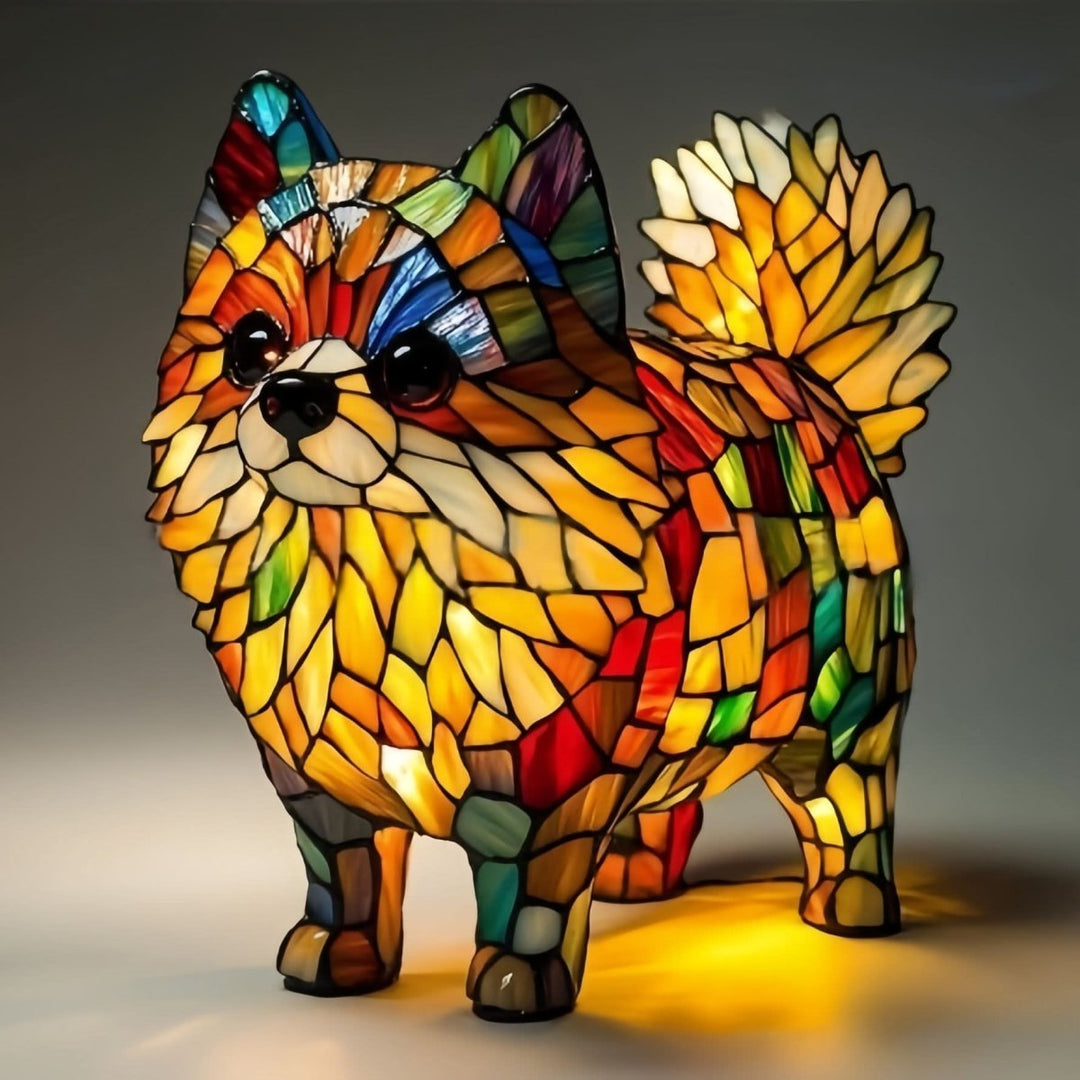 Warm-glow dog breed night light, 6 inch, USB-powered light with in-line switch