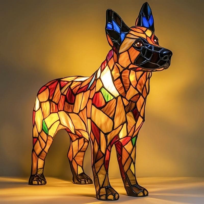 Warm-glow dog breed night light, 6 inch, USB-powered light with in-line switch