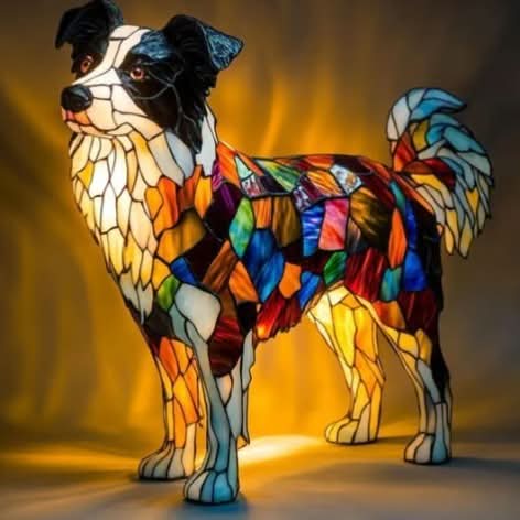 Warm-glow dog breed night light, 6 inch, USB-powered light with in-line switch