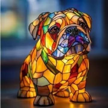 Warm-glow dog breed night light, 6 inch, USB-powered light with in-line switch