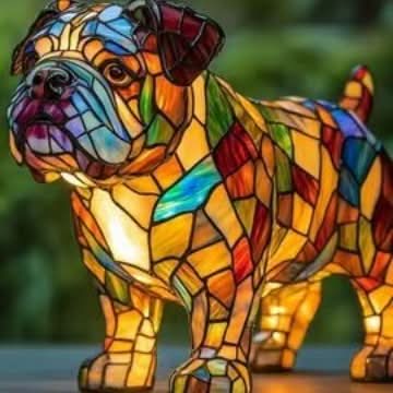 Warm-glow dog breed night light, 6 inch, USB-powered light with in-line switch
