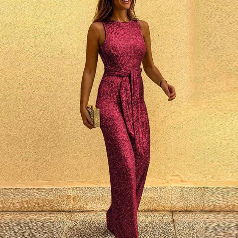 Festive Shiny Women’s Jumpsuit – Sparkle with Every Step
