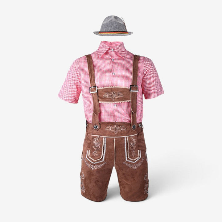 Bavarian men's costume set with lederhosen and shirt