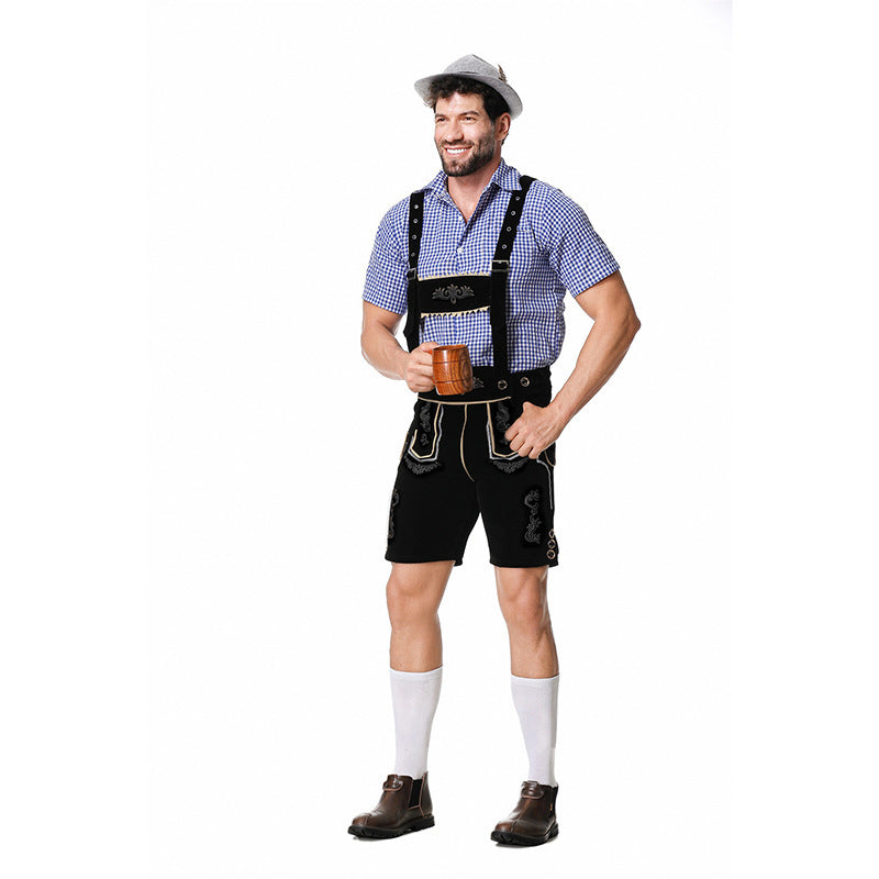Bavarian men's costume set with lederhosen and shirt