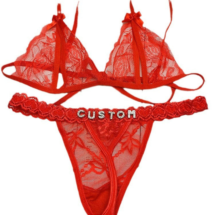 LaceFlair Personalised Lace Lingerie with Crystal Letters