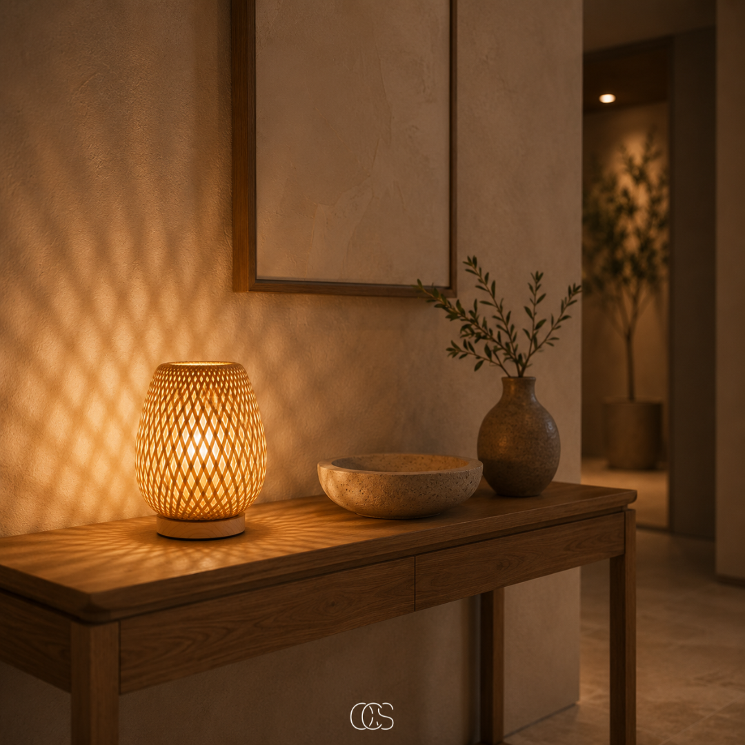 Cordless Bamboo Table Lamp - Scandinavian Dimmable LED with 3 Light Colours