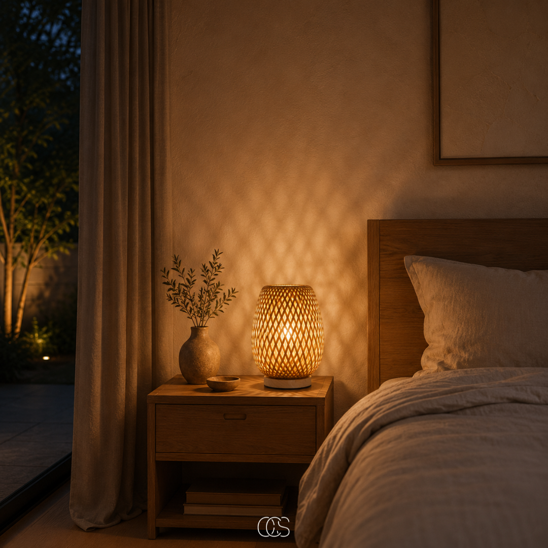 Cordless Bamboo Table Lamp - Scandinavian Dimmable LED with 3 Light Colours
