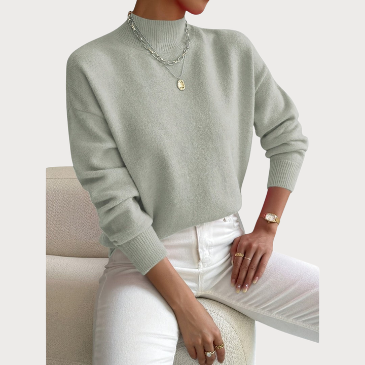 Women's classic polo-neck jumper in soft, breathable cotton