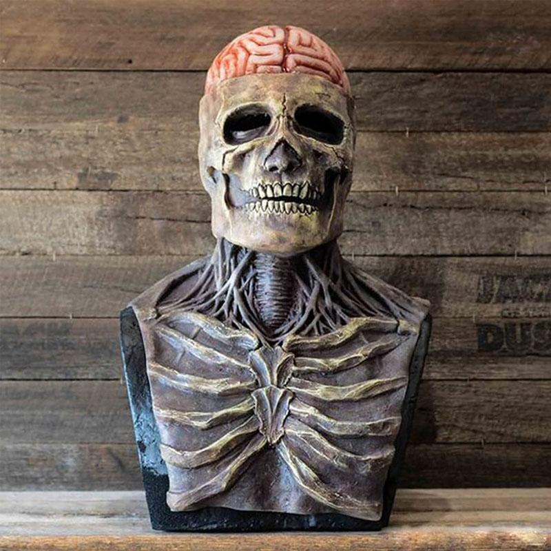 Realistic Skeleton Halloween Mask with Brain for Adults