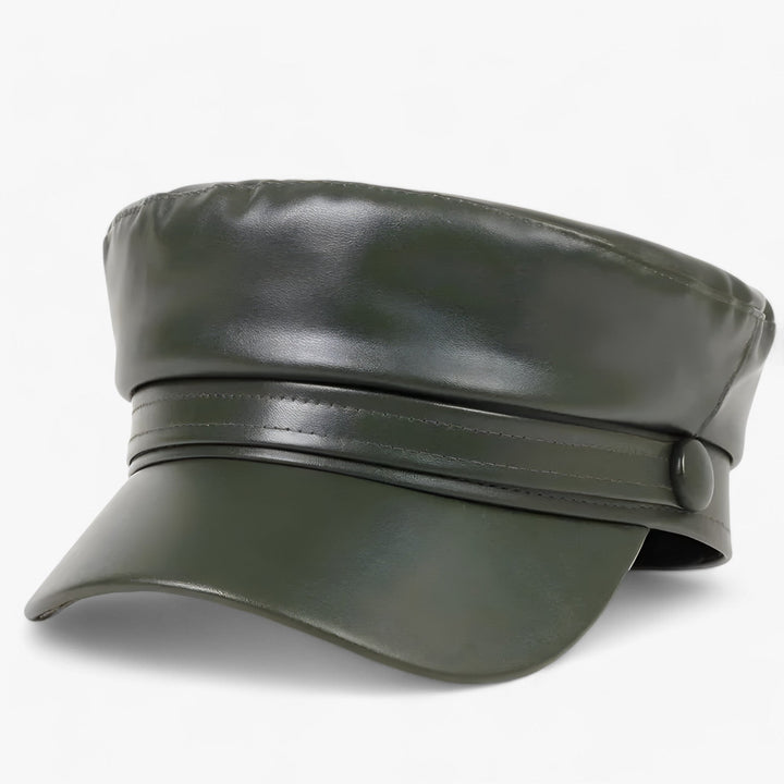 Octagonal Flat Cap for Women in PU Leather – Valence