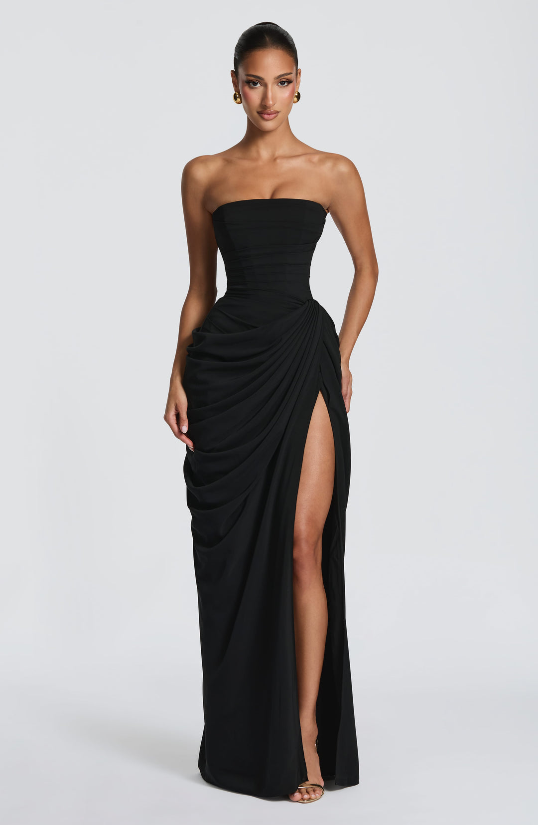 Lois strapless corset maxi dress with high slit