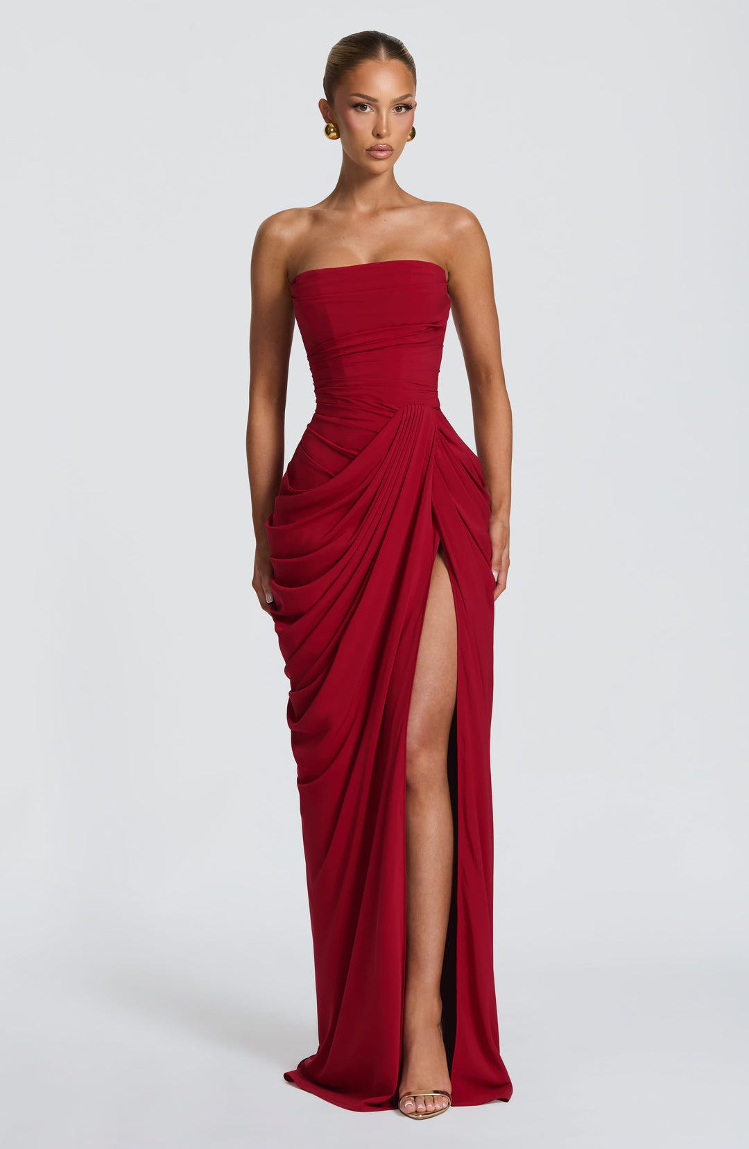 Lois strapless corset maxi dress with high slit