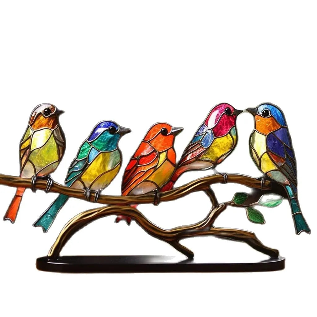 Colourful Birds on a Branch Decorative Figurine - ColorBirds