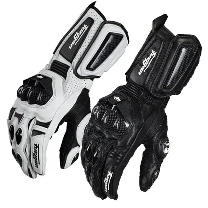 RidePro Carbon Motorcycle Gloves | Waterproof and Windproof | Touchscreen Compatible | Genuine Leather Protection | For Summer and Winter