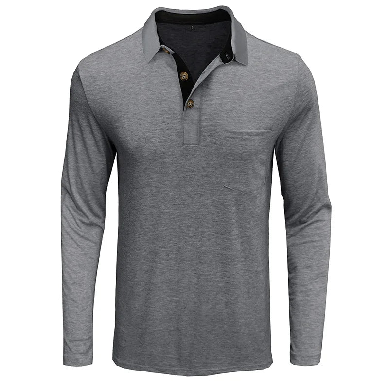 Men's Long-Sleeved Polo Shirt - Breathable & Versatile – Matteo