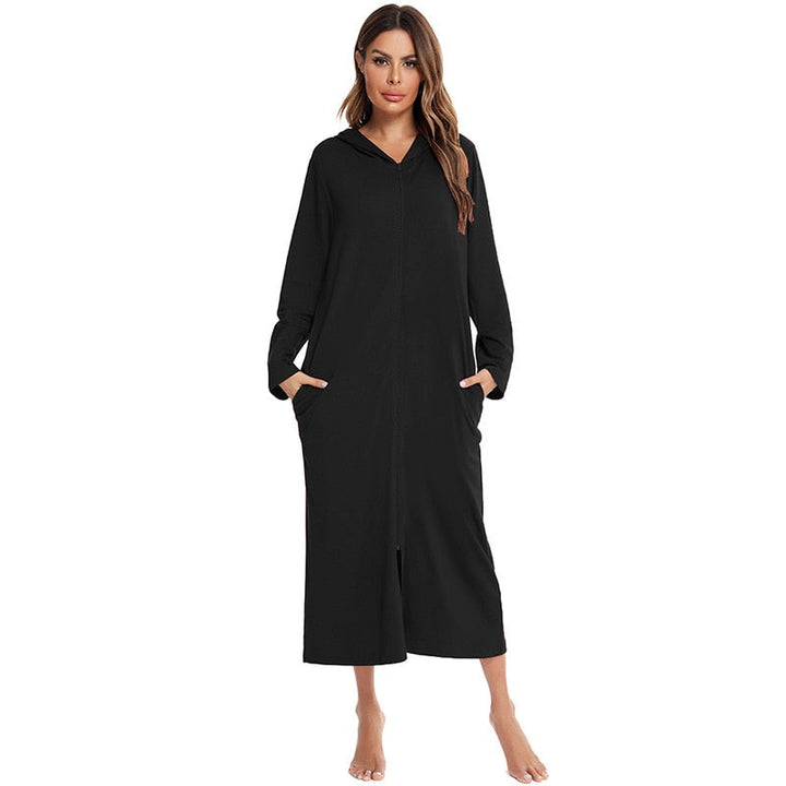 Hooded Dressing Gown with Zip