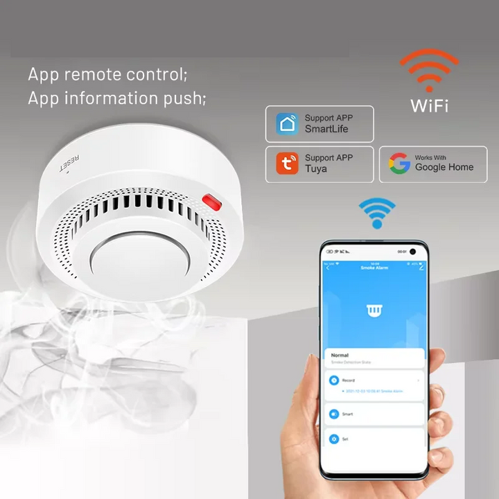 Smart WiFi Smoke Detector Fire Alarm 85dB – SafeSense