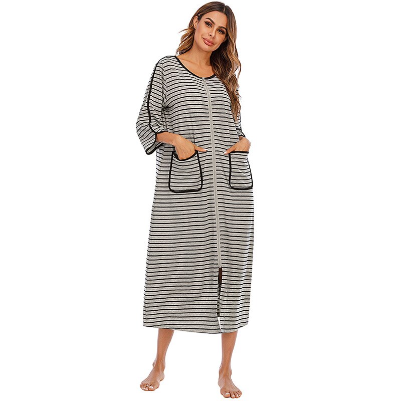 Hooded Dressing Gown with Zip