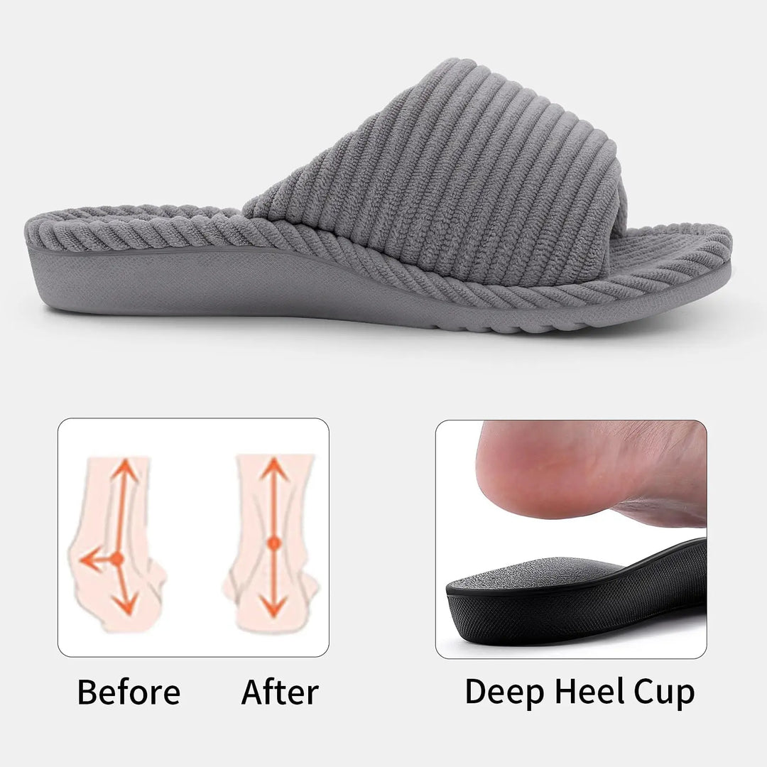 Orthopaedic Corduroy Slippers with Arch Support