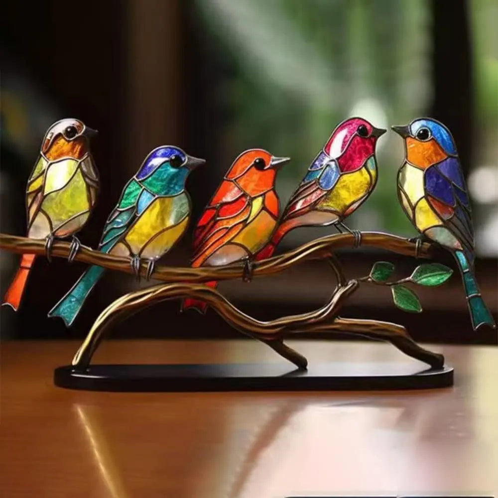 Colourful Birds on a Branch Decorative Figurine - ColorBirds