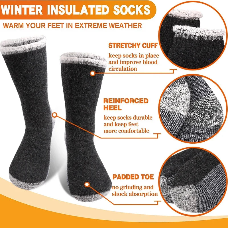 Merino Wool Socks for Men | Thermal Winter | Pack of 3 | Terry Lining & Mid Length