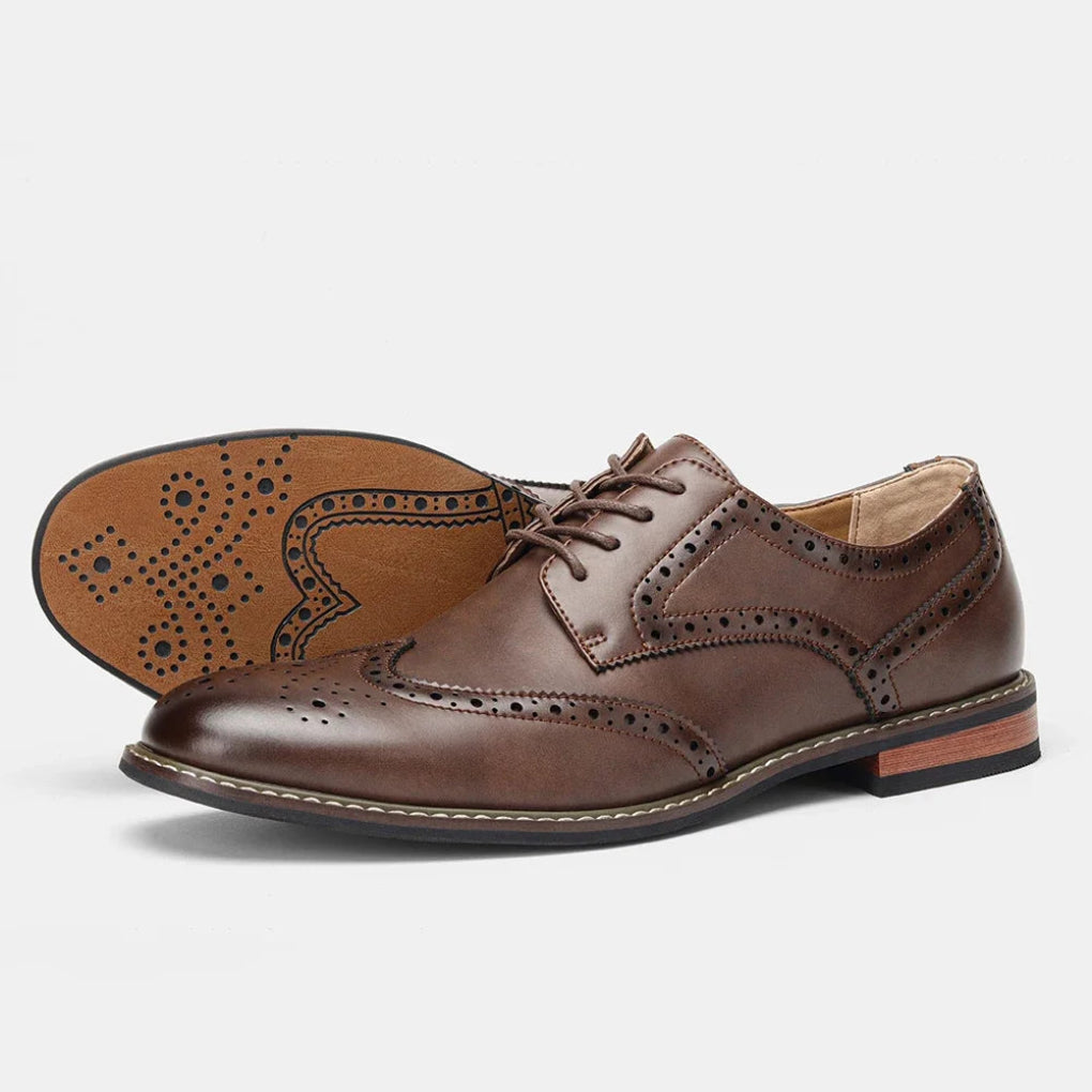 Leather Wingtip Brogue Oxford Lace Up Shoes