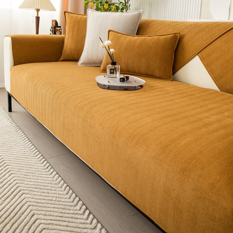 Non-Slip Chenille Sofa Cover – Stays in Place, 3 Sizes, Various Colours