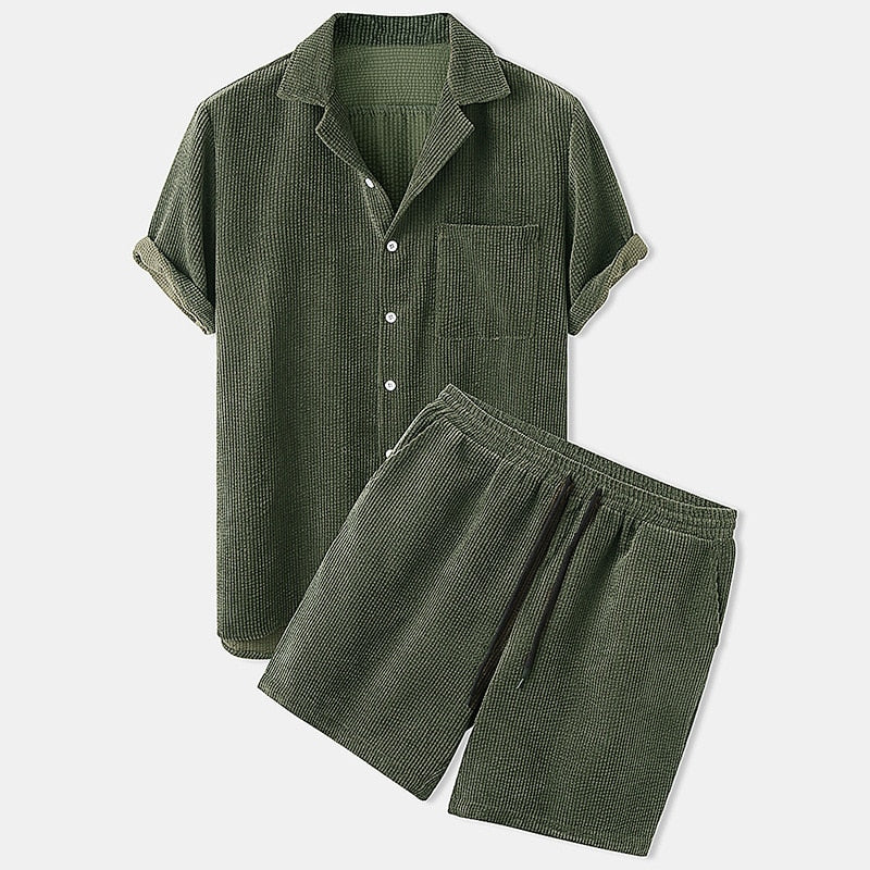 Ribbed Summer Clothing Set for Men  Effortless Style and Comfort for Warm Days