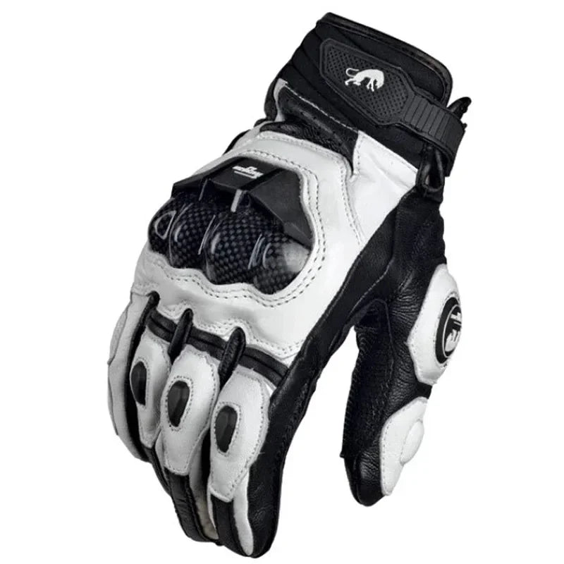 RidePro Carbon Motorcycle Gloves | Waterproof and Windproof | Touchscreen Compatible | Genuine Leather Protection | For Summer and Winter