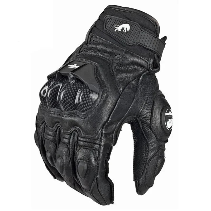 RidePro Carbon Motorcycle Gloves | Waterproof and Windproof | Touchscreen Compatible | Genuine Leather Protection | For Summer and Winter