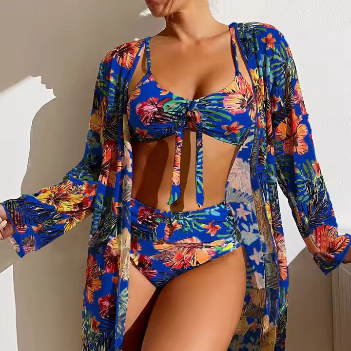 High-Waisted Bikini Set with Cover-up – Amira