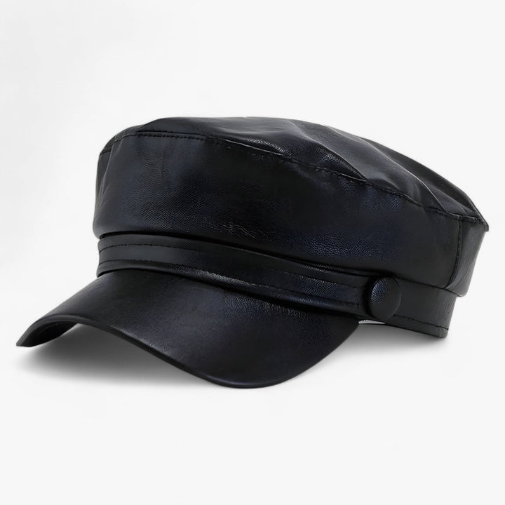Octagonal Flat Cap for Women in PU Leather – Valence
