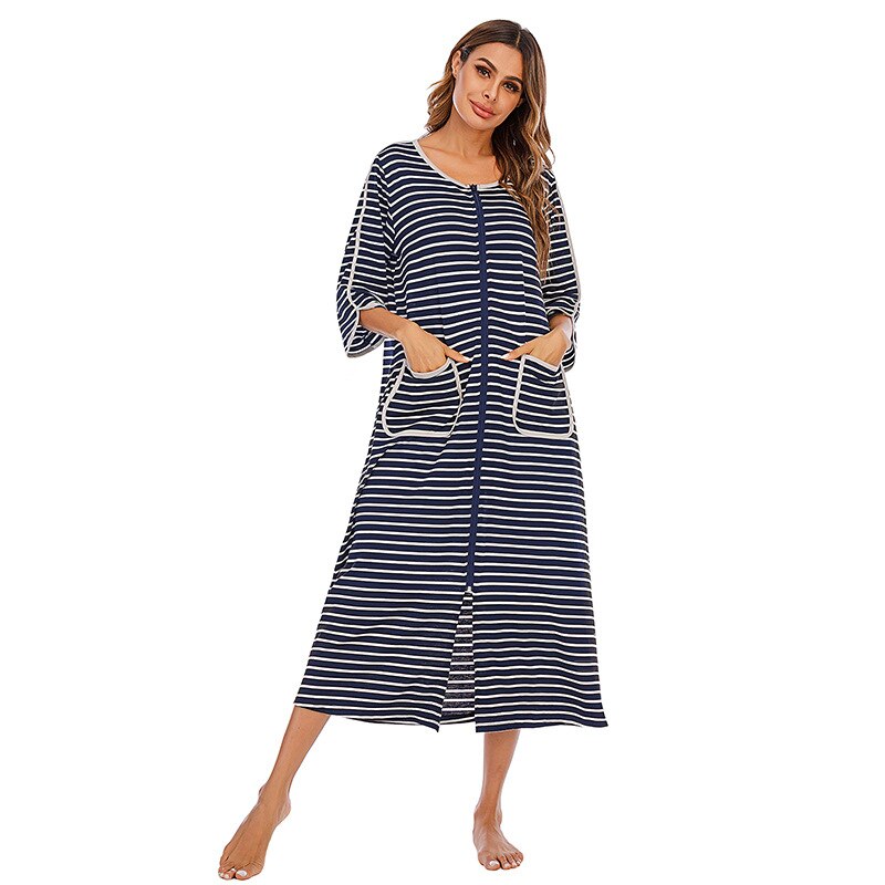 Warm Zip-Up Nightdress with Hood