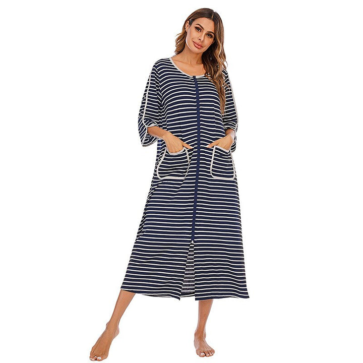 Hooded Dressing Gown with Zip