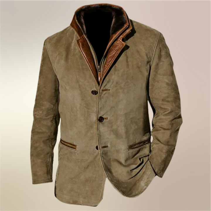 Men's Lined Suede Jacket – Fitted Vintage Autumn/Winter Coat