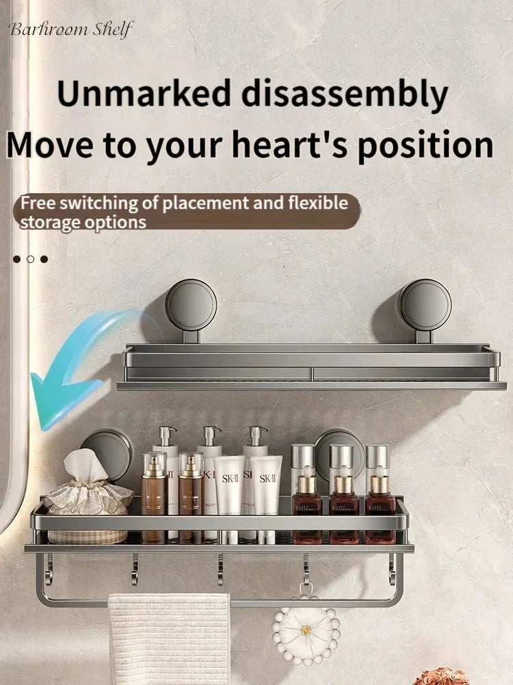 Bathroom Shelf with Suction Cup | No Drilling | Draining Rack