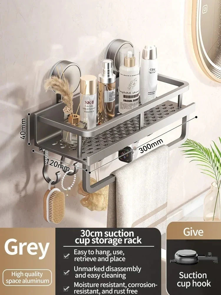 Bathroom Shelf with Suction Cup | No Drilling | Draining Rack
