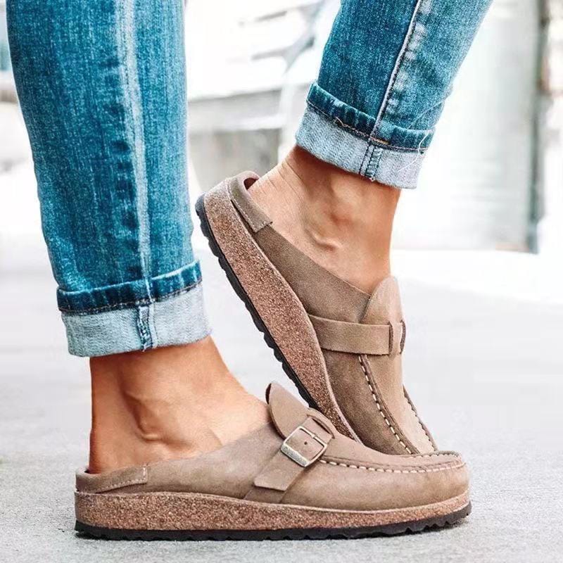 Retro Suede Slip-On Sandals with Orthopaedic Comfort - Solenza