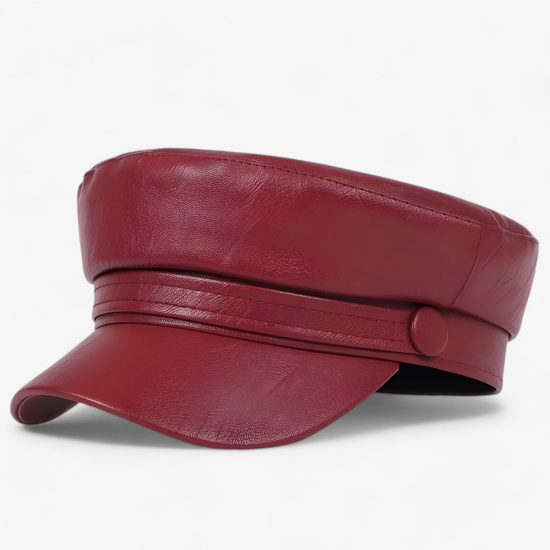 Octagonal Flat Cap for Women in PU Leather – Valence