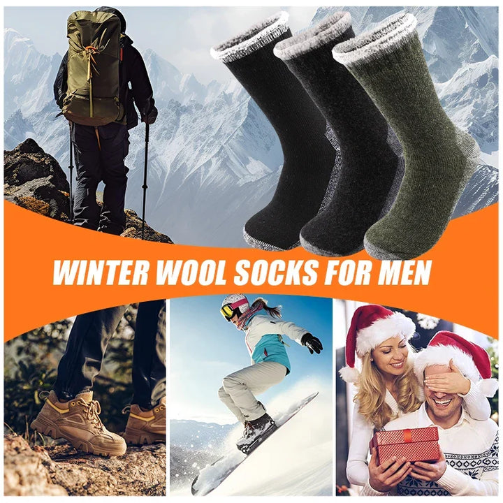 Merino Wool Socks for Men | Thermal Winter | Pack of 3 | Terry Lining & Mid Length