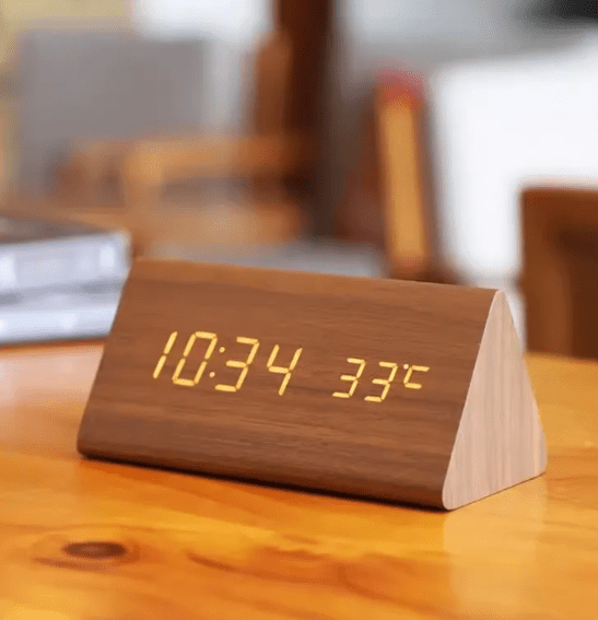 WoodSense Wooden LED Clock – Voice Control & Style for Every Room