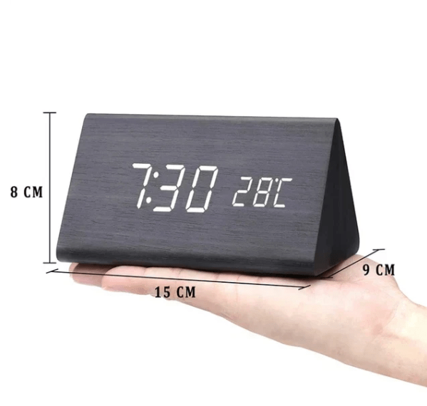 WoodSense Wooden LED Clock – Voice Control & Style for Every Room