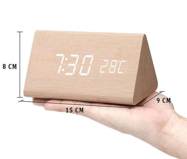 WoodSense Wooden LED Clock – Voice Control & Style for Every Room
