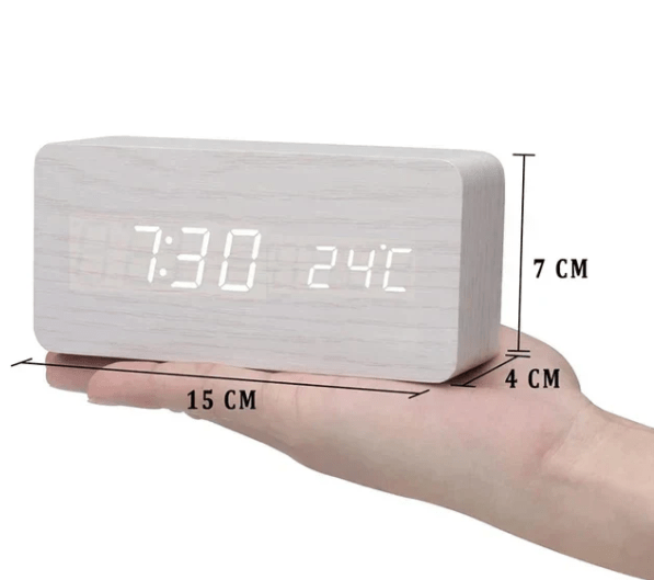 WoodSense Wooden LED Clock – Voice Control & Style for Every Room