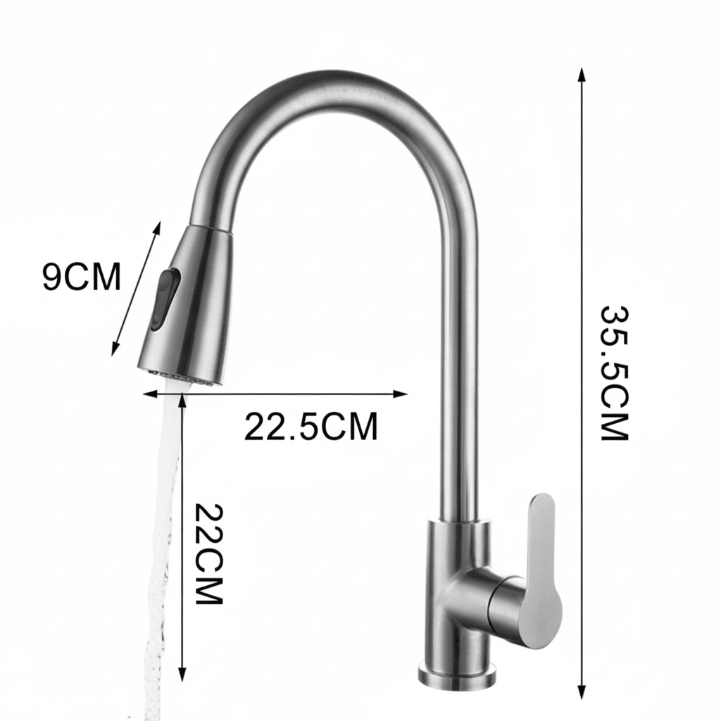 SWIVELUX – Elegant Kitchen Tap with Pull-Out Function and 360° Rotation