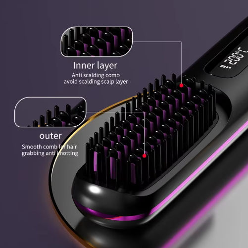 Cordless Heated Styling Brush for Short Hair, Fringe and Nape