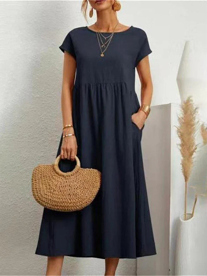 Vintage Cotton O-Neck Dress