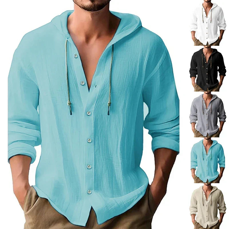 Breathable & Light Linen Men's Hooded Shirt – Malik